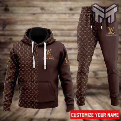 Personalized louis vuitton brown hoodie sweatpants pants hot 2023 lv luxury clothing clothes outfit for men