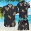 Pineapple Hawaiian Shirt Tropical Pineapple Fruit On Black Background Hawaiian ShirtGifts For Fruit Lovers