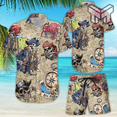 Pirate Skull Shirt Vintage Skull Pirate Hawaii Shirt Best Gift For Skull Lover