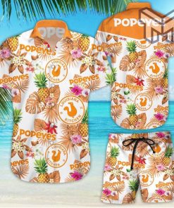 Popeyes pineapple kitchen Tropical Flower Aloha Hawaiian Shirts and short, Summer hawaiian day 3d Hawaii shirt