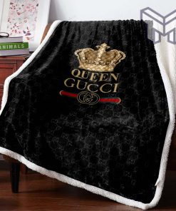 Queen Gucci Logo Fashion Luxury Brand Premium Blanket Fleece Living Room Luxury Blanket For Home