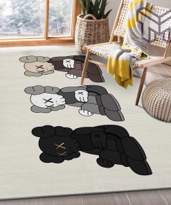 Sitting kaws figurines area rug living room rug family gift us decor