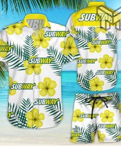 Subway Tropical Flower Aloha Hawaiian Shirts and short, Summer Hawaiian Beach day 3D Hawaiian Shirt