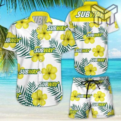 Subway Tropical Flower Aloha Hawaiian Shirts and short, Summer Hawaiian Beach day 3D Hawaiian Shirt