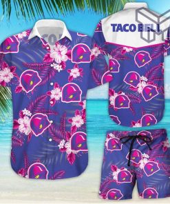 Taco Bell Tropical Flower Aloha Hawaiian Shirts and short Summer Hawaiian Beach day 3D Hawaiian Shirt