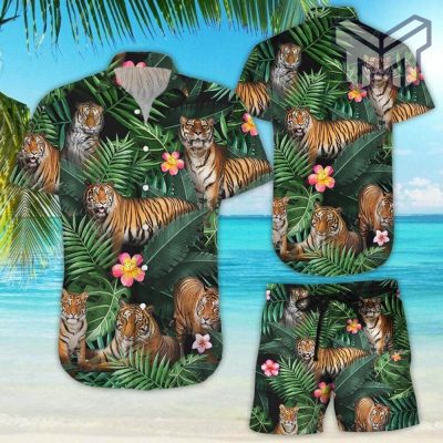 Tiger Button Up Shirt Fresh Green Tropical Tiger Hawaii Shirt Summer Gift Ideas For Men