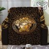 Versace Brown Medusa Logo Luxury Brand Premium Blanket Fleece Living Room Luxury Blanket For Home