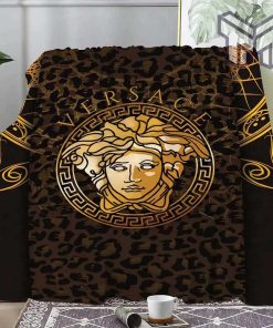 Versace Brown Medusa Logo Luxury Brand Premium Blanket Fleece Living Room Luxury Blanket For Home