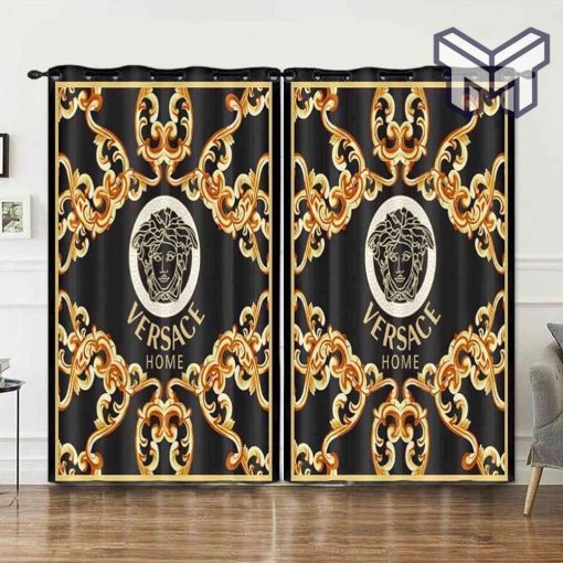 Versace Fashion Logo Luxury Brand Window Curtain For Living Room, Luxury Curtain Bedroom For Home Decoration