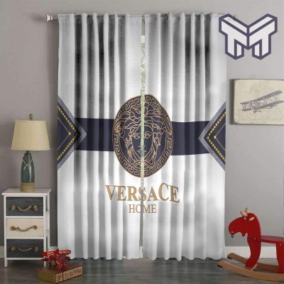 Versace New Fashion Logo Luxury Brand Window Curtain For Living Room, Luxury Curtain Bedroom For Home Decoration