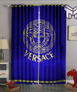 Versace blue printed premium logo fashion luxury brand window curtain window decor,curtain waterproof with sun block
