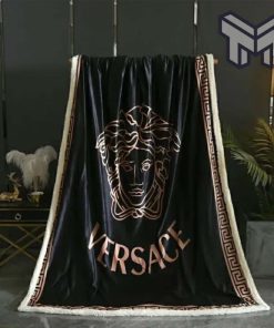 Versace bronze medusa luxury brand premium quilt blanket fleece hot 2023 for home decor