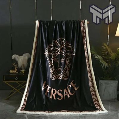 Versace bronze medusa luxury brand premium quilt blanket fleece hot 2023 for home decor