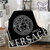 Versace dark white logo fashion luxury brand fleece blanket comfortable blanket