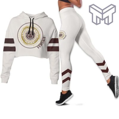 Versace white croptop hoodie leggings for women luxury brand clothing clothes outfit hot 2023