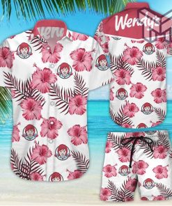 Wendy's Tropical Flower Aloha Hawaiian Shirts and short, Summer Hawaiian Beach day 3D Hawaiian Shirt