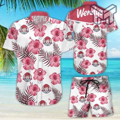 Wendy's Tropical Flower Aloha Hawaiian Shirts and short, Summer Hawaiian Beach day 3D Hawaiian Shirt