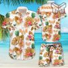 Whataburger Tropical Flower Aloha Hawaiian Shirts and short, Summer Hawaiian Beach day 3D Hawaiian Shirt