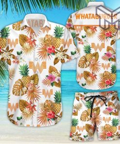 Whataburger Tropical Flower Aloha Hawaiian Shirts and short, Summer Hawaiian Beach day 3D Hawaiian Shirt