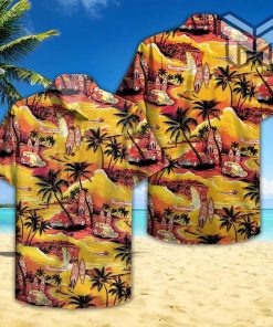 90’s Orange And Yellow Sunset Hawaiian Graphic Print Short Sleeve Hawaiian Shirt