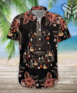Acoustic Guitar Unisex Hawaiian Graphic Print Short Sleeve Hawaiian Shirt