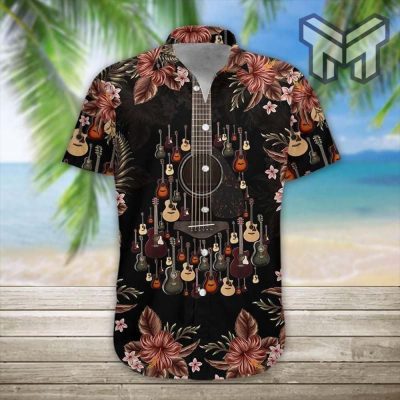 Acoustic Guitar Unisex Hawaiian Graphic Print Short Sleeve Hawaiian Shirt