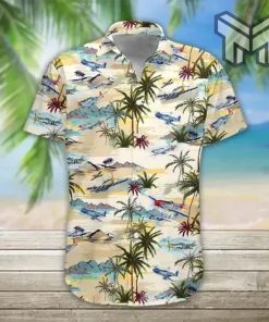Aircraft Hawaiian Graphic Print Short Sleeve Hawaiian Casual Shirt