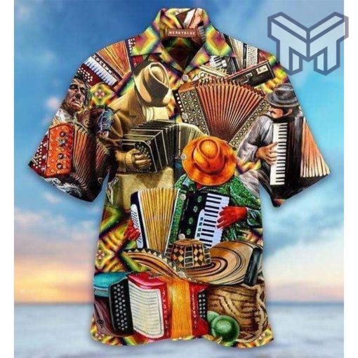 Amazing Accordion Hawaiian Graphic Print Short Sleeve Hawaiian Shirt