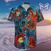 Amazing Lucky Dragon Playing Dice Blue Hawaiian Graphic Print Short Sleeve Hawaiian Casual Shirt