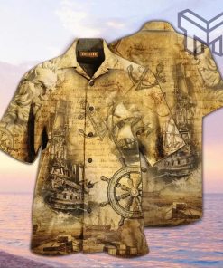 Amazing Sailing Ship Into The Sea To Find Your Soul Hawaiian Graphic Print Short Sleeve Hawaiian Casual Shirt