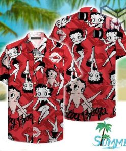 Betty Boop Hawaiian Graphic Print Short Sleeve Hawaiian Casual Shirt