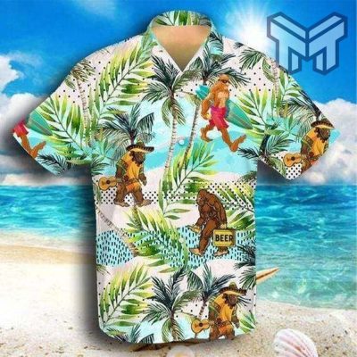 Bigfoot Activities Camping Hawaiian Graphic Print Short Sleeve Hawaiian Shirt