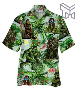 Bigfoot Hawaiian V Graphic Print Short Sleeve Hawaiian Shirt