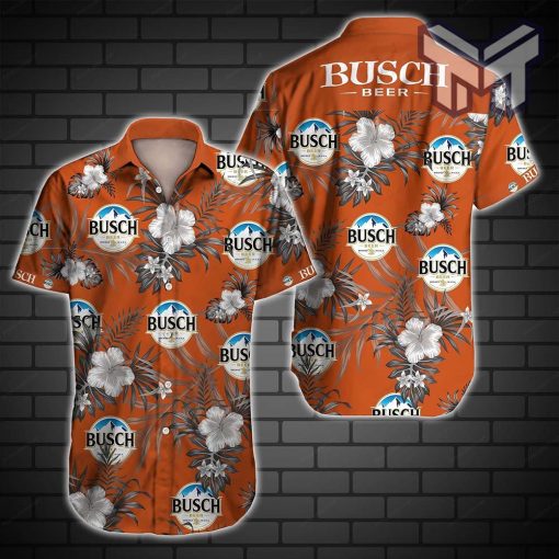 Busch Beer Tropical Hawaiian Graphic Print Short Sleeve Hawaiian Casual Shirt