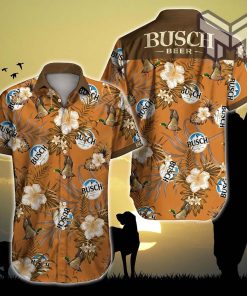 Busch Hunting Mallard Hawaiian Graphic Print Short Sleeve Hawaiian Casual Shirt