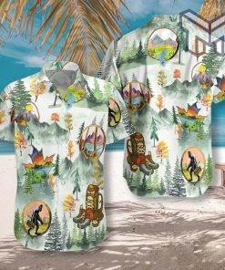 Camping And Hiking Trekking Hawaiian Graphic Print Short Sleeve Hawaiian Shirt