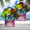 Cat Galaxy Hawaiian Graphic Print Short Sleeve Hawaiian Shirt