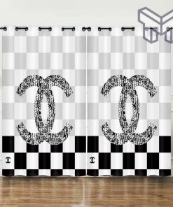 Chanel Black White Fashion Luxury Brand Logo Window Curtain Home Decor