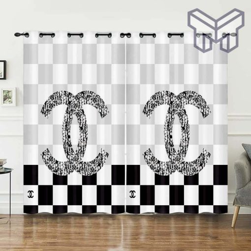 Chanel Black White Fashion Luxury Brand Logo Window Curtain Home Decor