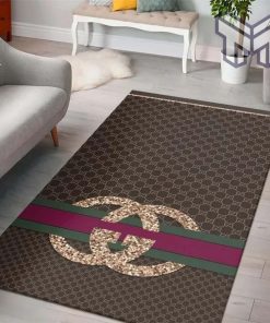 Chanel Diamond Brown Logo Luxury Fashion Luxury Brand Premium Rug Carpet For Living Room Home Decoration