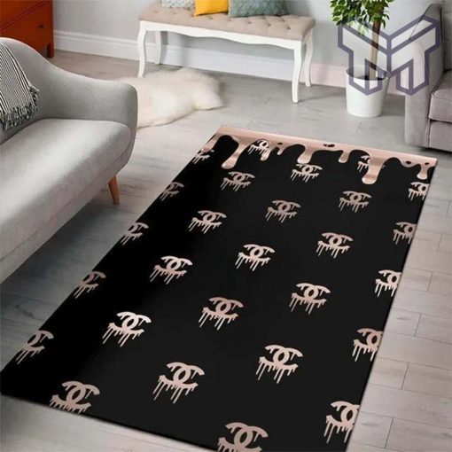 Chanel Falling Logo Luxury Fashion Luxury Brand Premium Rug Carpet For Living Room Home Decoration