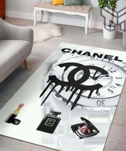 Chanel Logo Clock Luxury Fashion Luxury Brand Premium Rug Carpet For Living Room Home Decoration