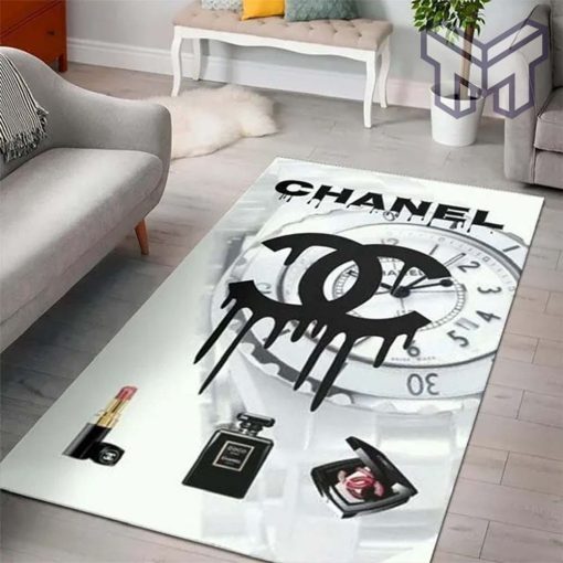 Chanel Logo Clock Luxury Fashion Luxury Brand Premium Rug Carpet For Living Room Home Decoration