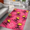 Chanel Logo Flowers Crowns Luxury Fashion Luxury Brand Premium Rug Carpet For Living Room Home Decoration