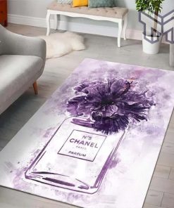 Chanel Logo Violet Parfum Luxury Fashion Luxury Brand Premium Rug Carpet For Living Room Home Decoration