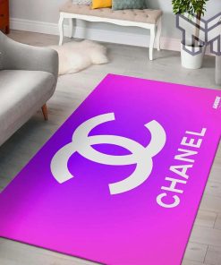 Chanel Pinky Gradient Logo Luxury Fashion Luxury Brand Premium Rug Carpet For Living Room Home Decoration