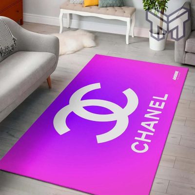 Chanel Pinky Gradient Logo Luxury Fashion Luxury Brand Premium Rug Carpet For Living Room Home Decoration