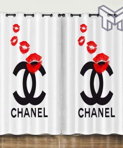 Chanel Red Lips Fashion Luxury Brand Logo Window Curtain Home Decor
