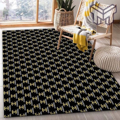 Chanel area rug for christmas fashion brand rug bedroom rug family gift us decor