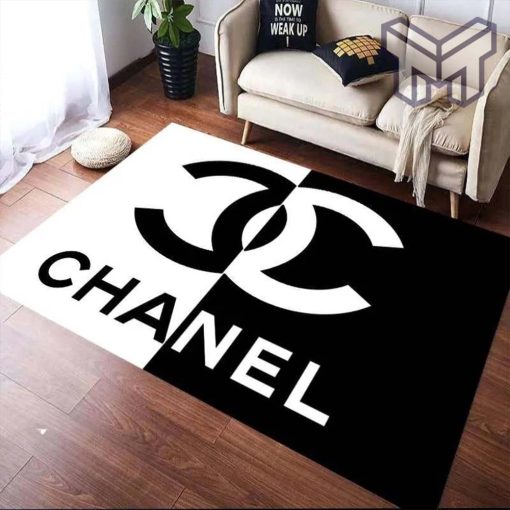 Chanel black white luxury area rug for living room bedroom carpet home decorations mat